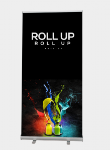 Roll up noir avec plusieurs pots de peinture
